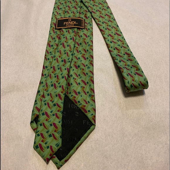 FENDI Silk Necktie: Green/blue Authentic Vintage Luxury  Fendi tie